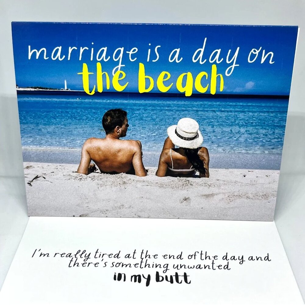 NWT OUCH THO Funny Marriage is a Day at the Beach Card